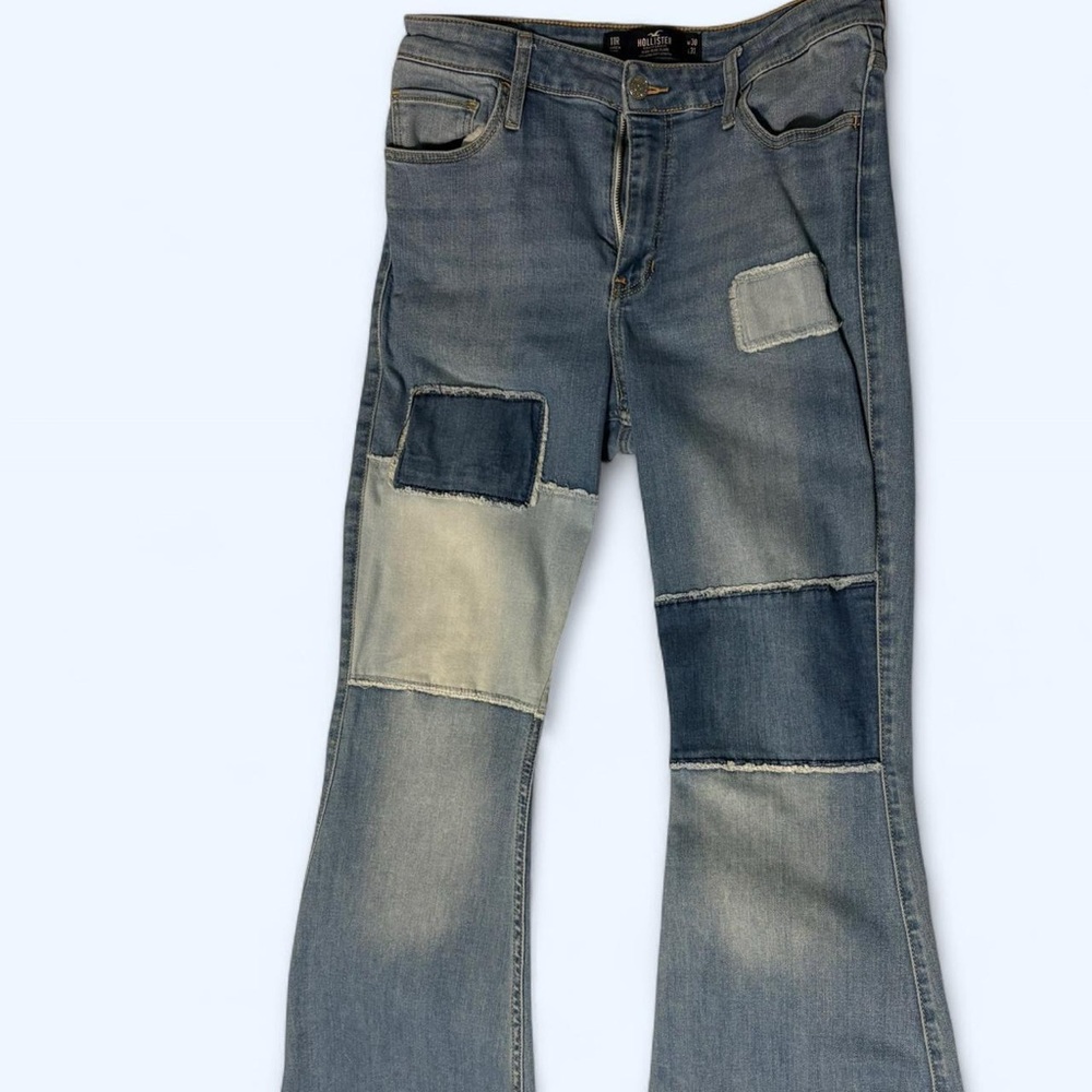 Hollister Light Blue High-Rise Flare Jeans